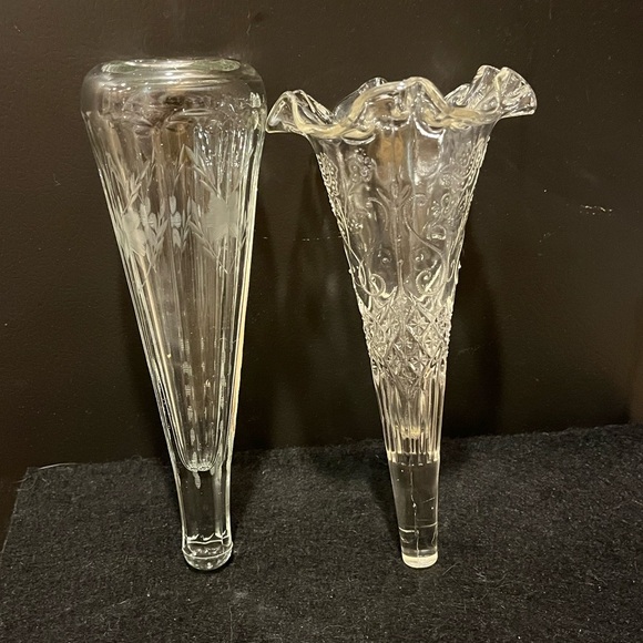 Vintage Automobile Limousine Glass Bud Vases Set of 2 - Picture 1 of 15